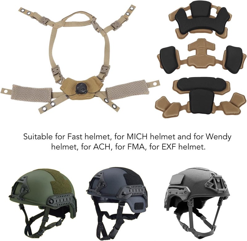 Sunicon Combat Helmet Padding Kit, Adjustable Chin Strap Dial Suspension System with Bolts and Screws for Fast for MICH for Wendy Helmet (Mud Spongeand Suspension) - Image 3